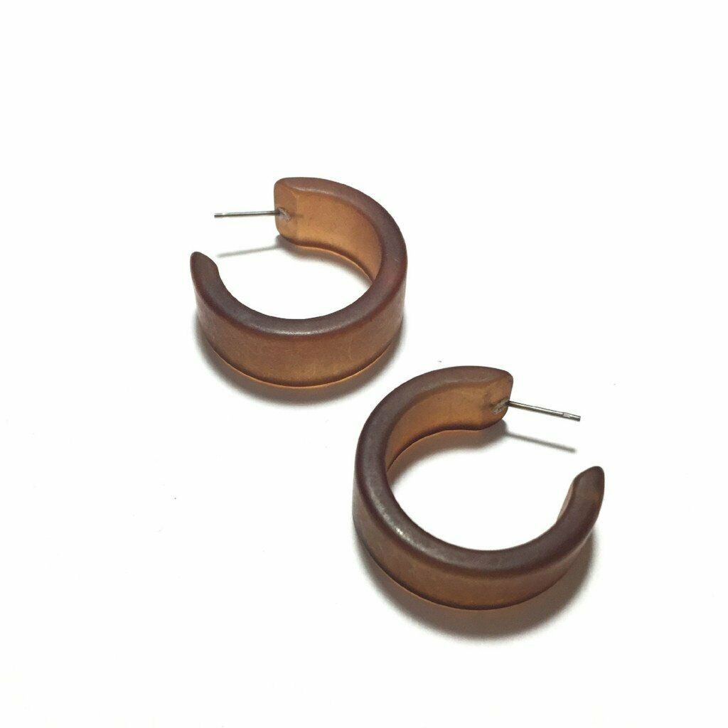 Chocolate Brown Frosted Wide Classic Hoop Earrings 22$